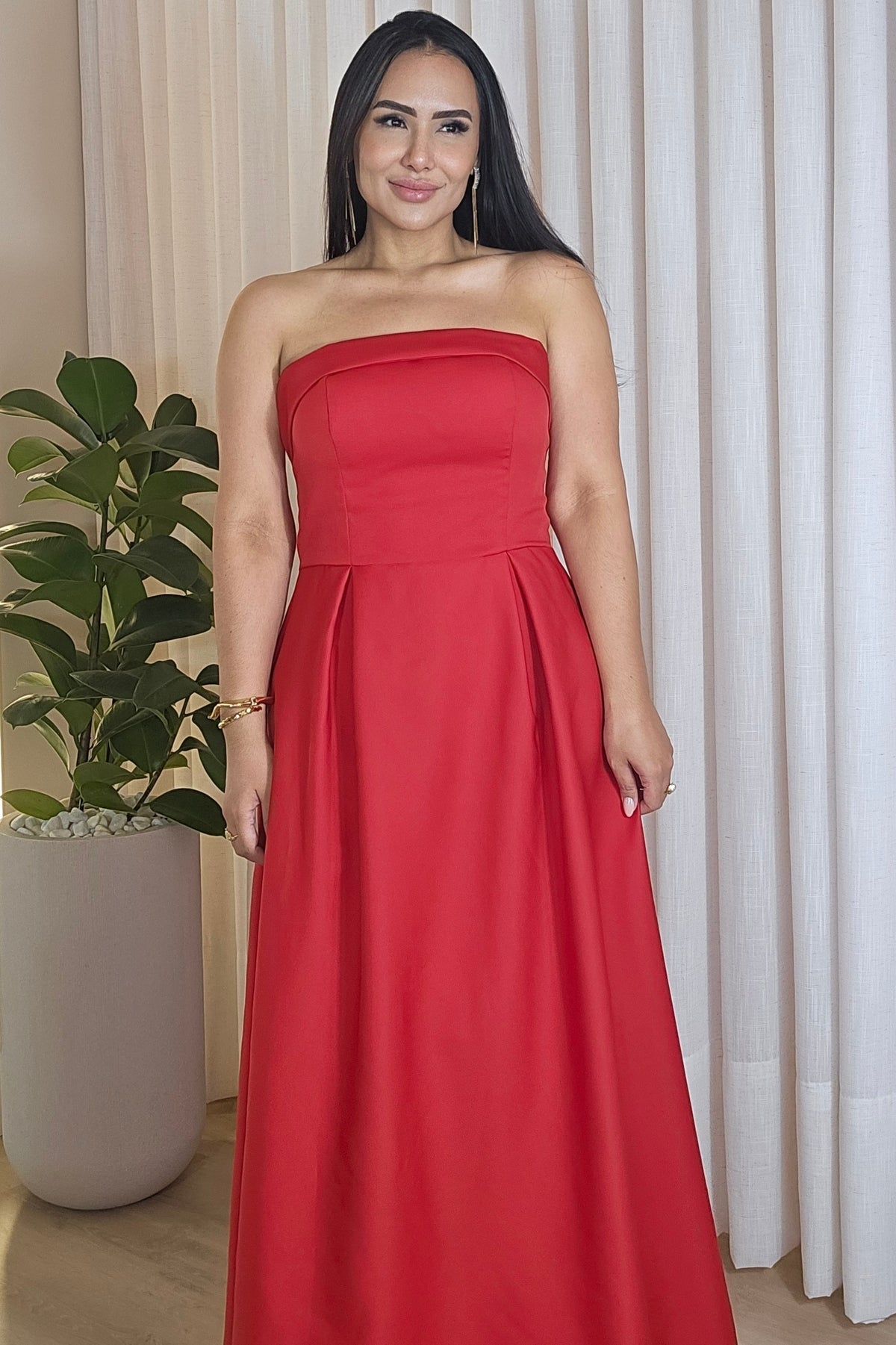 Vestido Longo Tomara que Caia Vermelho deslumbrante