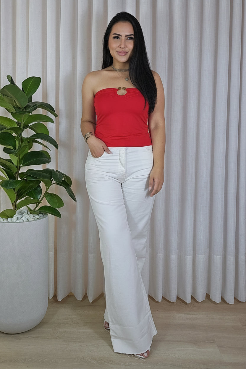 Top tomara que caia com detalhe frontal - várias cores