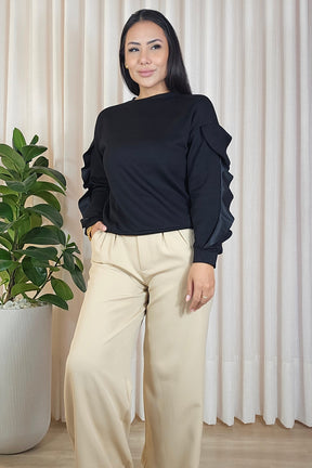 Blusa Manga Longa com Babados Sofia - em cores