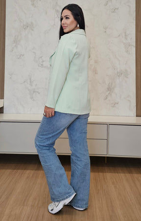 Blazer Feminino de Alfaiataria verde Claro – Elegância e Caimento Perfeito