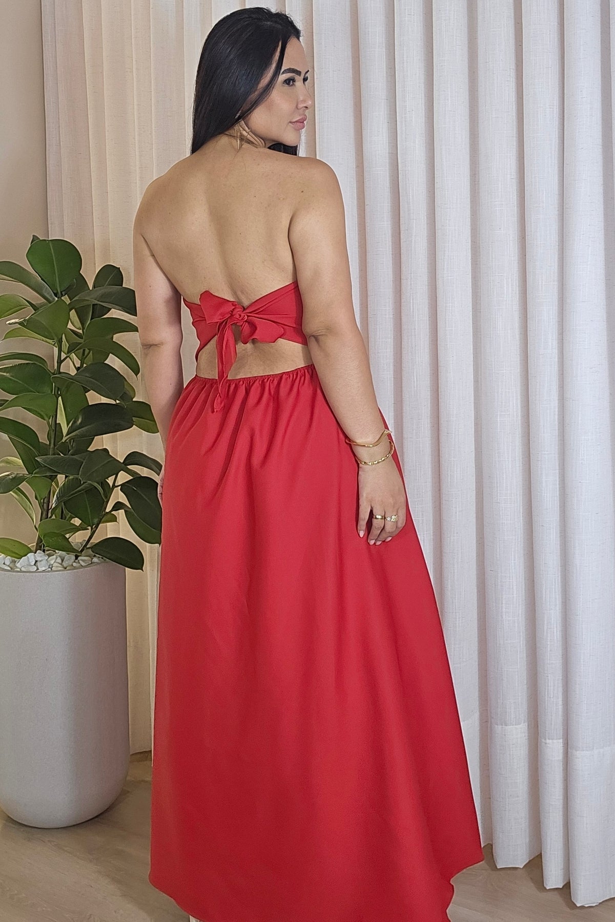 Vestido Longo Tomara que Caia Vermelho deslumbrante