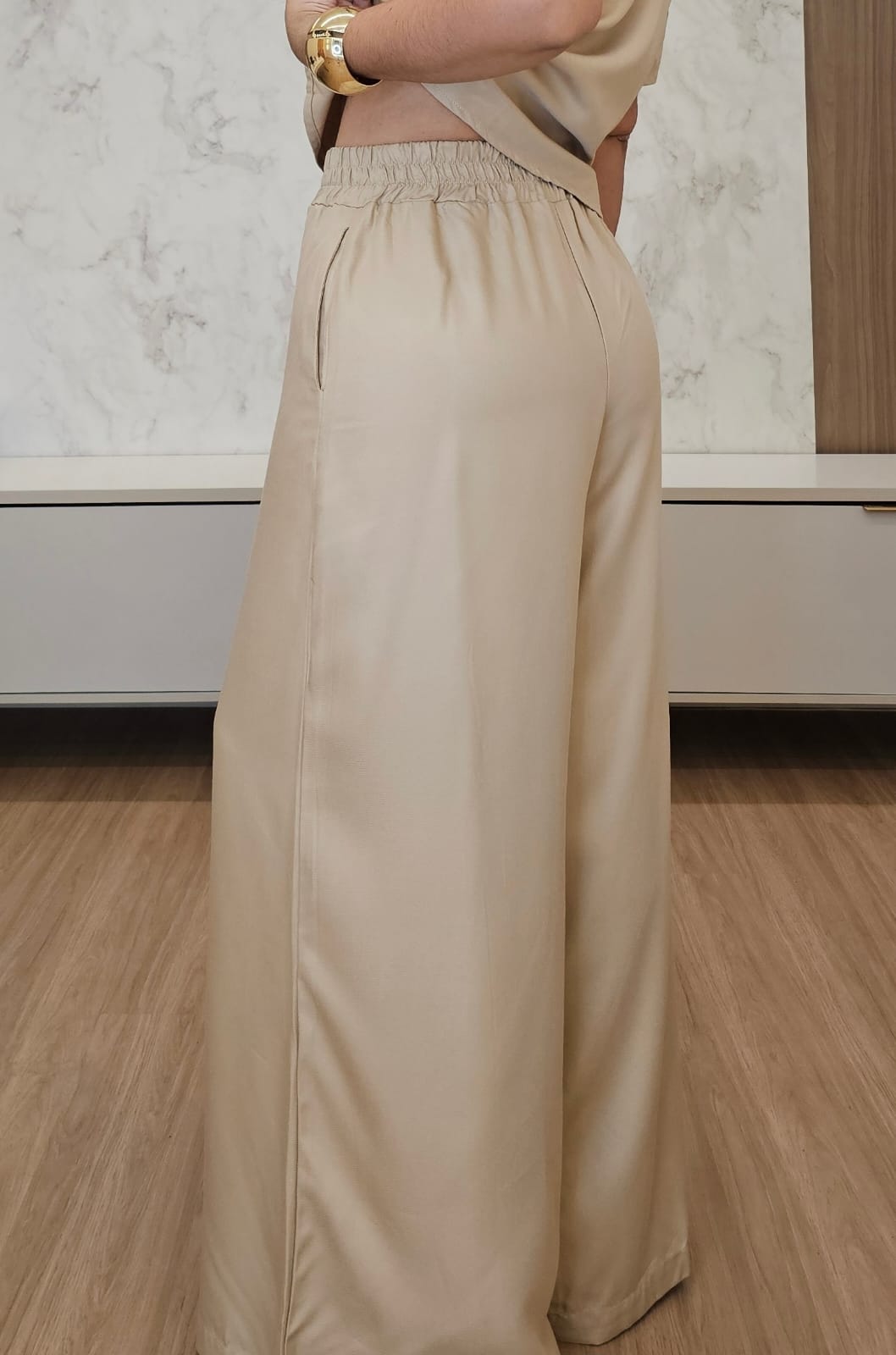 Conjunto Feminino de Pantalona Luxo - nude