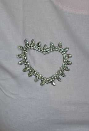 T-shirt feminina Bordada com Pedrarias - Coração