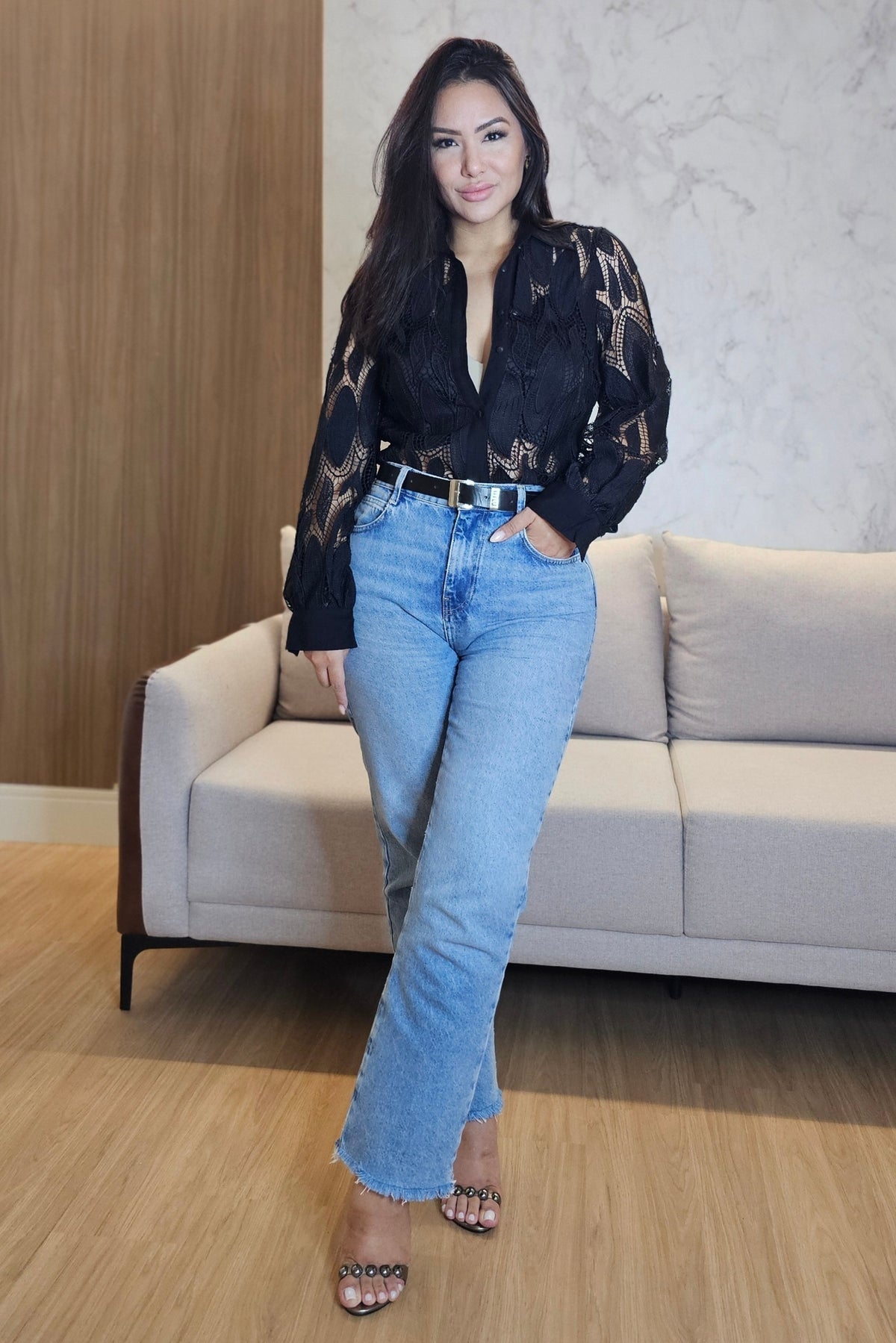 Camisa Íris em Renda Guipir - em cores