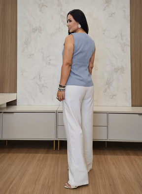 Calça feminina de alfaiataria e cós alto - Kátia