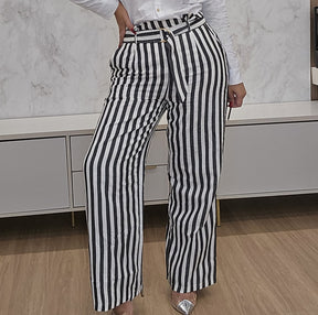 Calça feminina Listrada com faixa