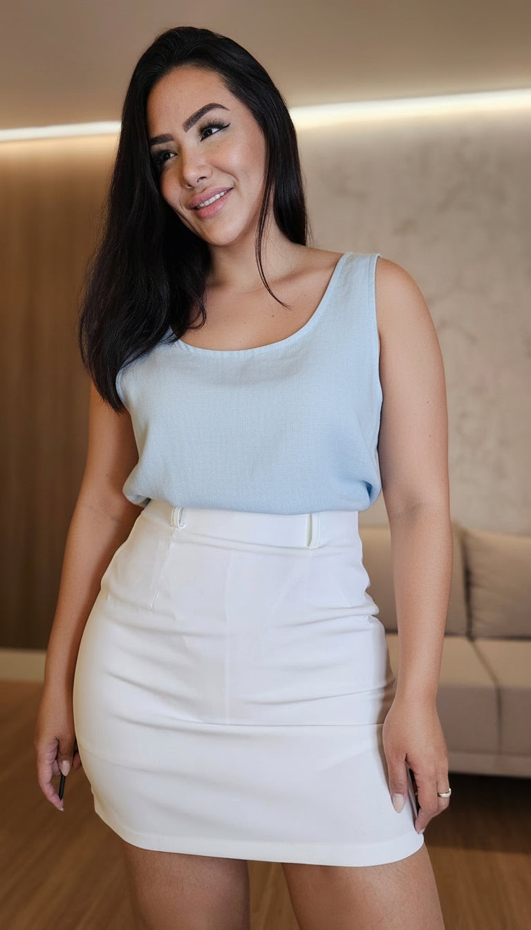 Saia branca com forro em alfaiataria