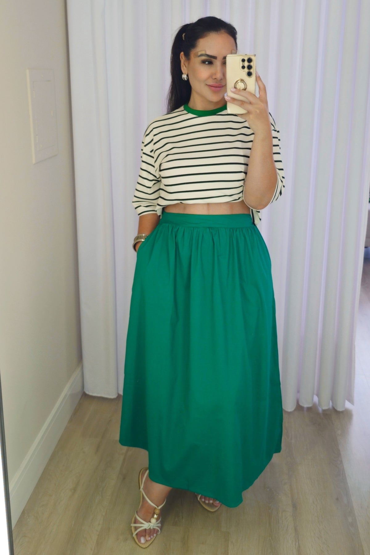 Cropped Alongado Feminino com Elastano - listrado