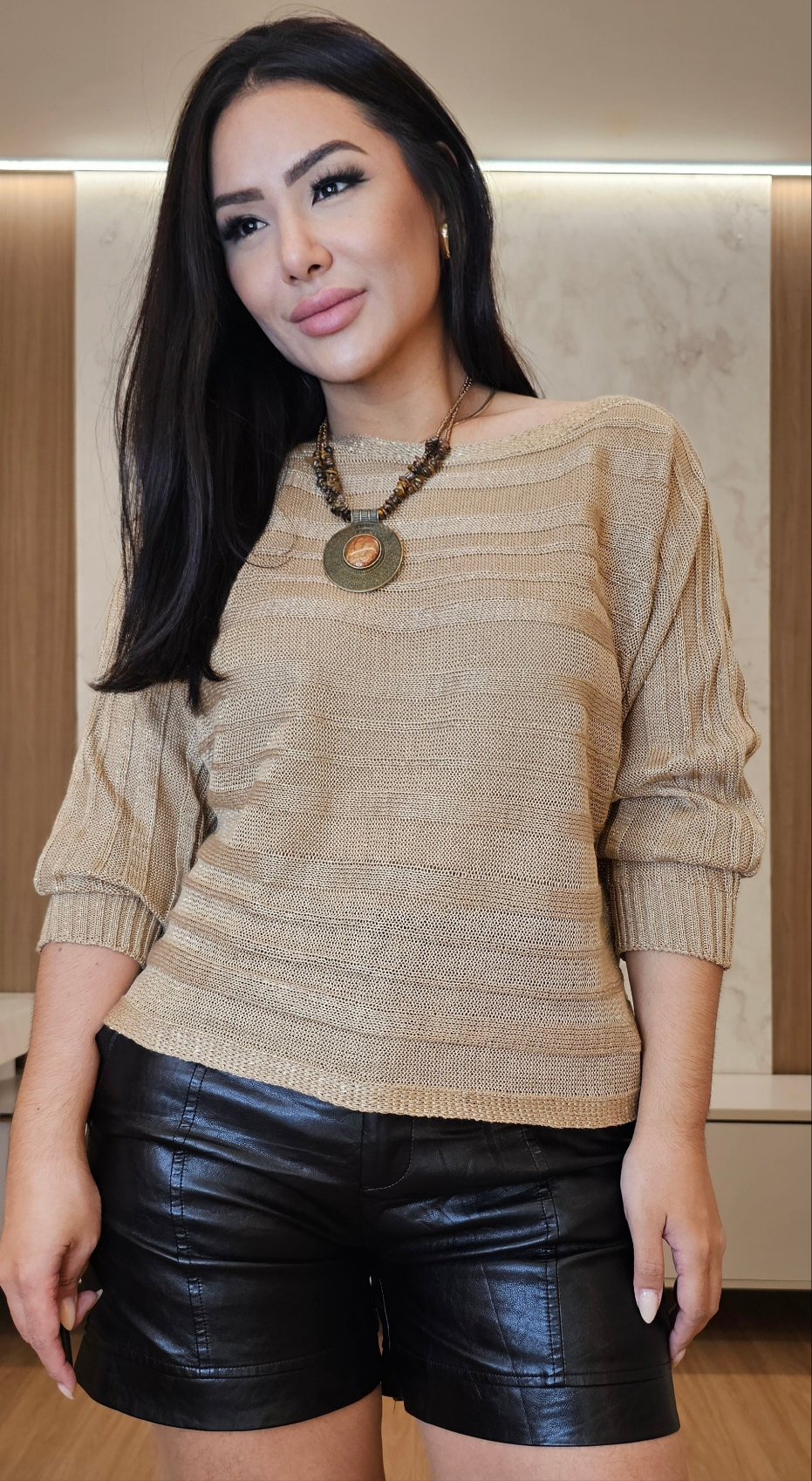 Blusa Feminina Tricot com Lurex – Tamanho Único, Caimento Soltinho e Elegante