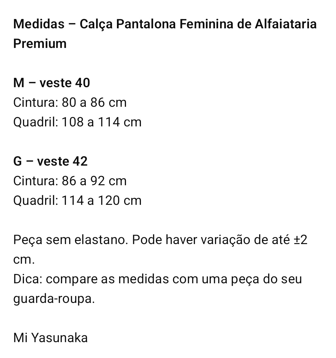 Calça Pantalona Feminina em alfaiataria