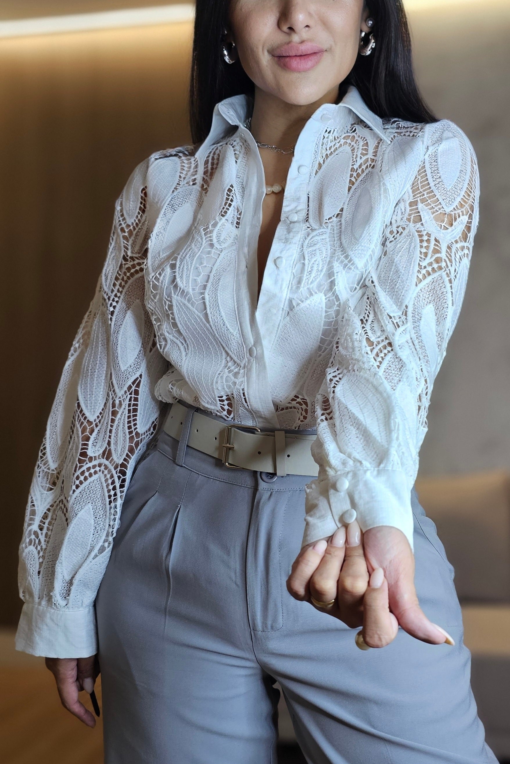 Camisa Íris em Renda Guipir - em cores