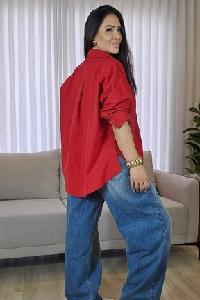 Camisa Feminina em Linho com algodão em 2 cores variadas