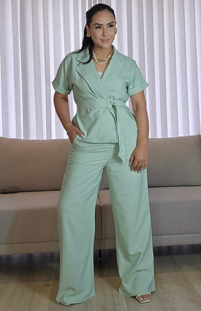 Conjunto Verde Menta Feminino com faixa