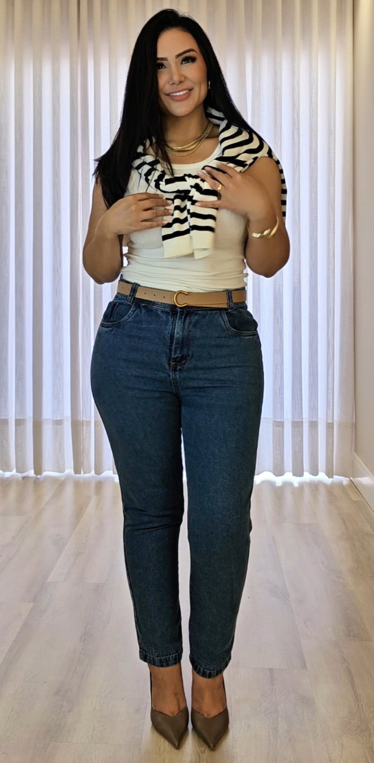 Calça Mom Jeans Feminina Cintura Alta – 100% Algodão