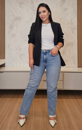 Blazer Feminino Preto de Alfaiataria Forrado – Modelagem Elegante e Atemporal