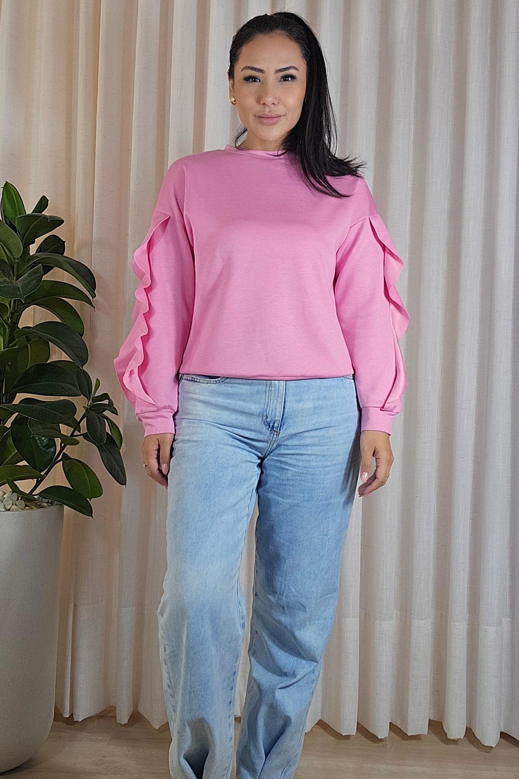 Blusa Manga Longa com Babados Sofia - em cores