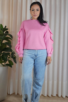 Blusa Manga Longa com Babados Sofia - em cores