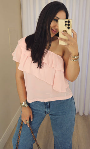 Blusa Feminina Rosa com Babados