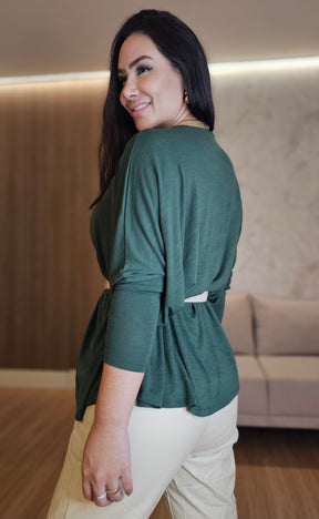 Blusa ampla Feminina Verde - Manga Longa