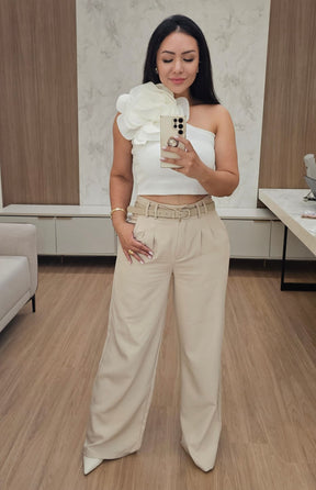 Cropped com Max flor em 3D - Mislaine