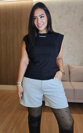 Blusa preta feminina em algodão premium