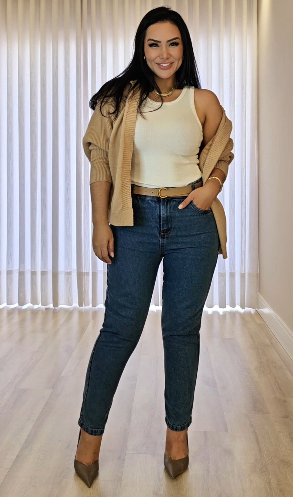 Calça Mom Jeans Feminina Cintura Alta – 100% Algodão