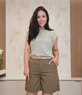 Blusa feminina com Detalhe nos Ombros na Cor Verde Pistache - Ana Paula