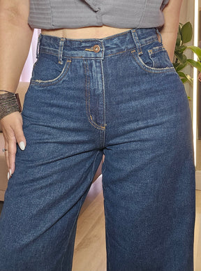 Calça Jeans Wide Leg Feminina 100% Algodão