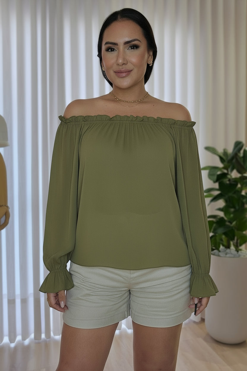 Bata Ombro a Ombro em Crepe Premium