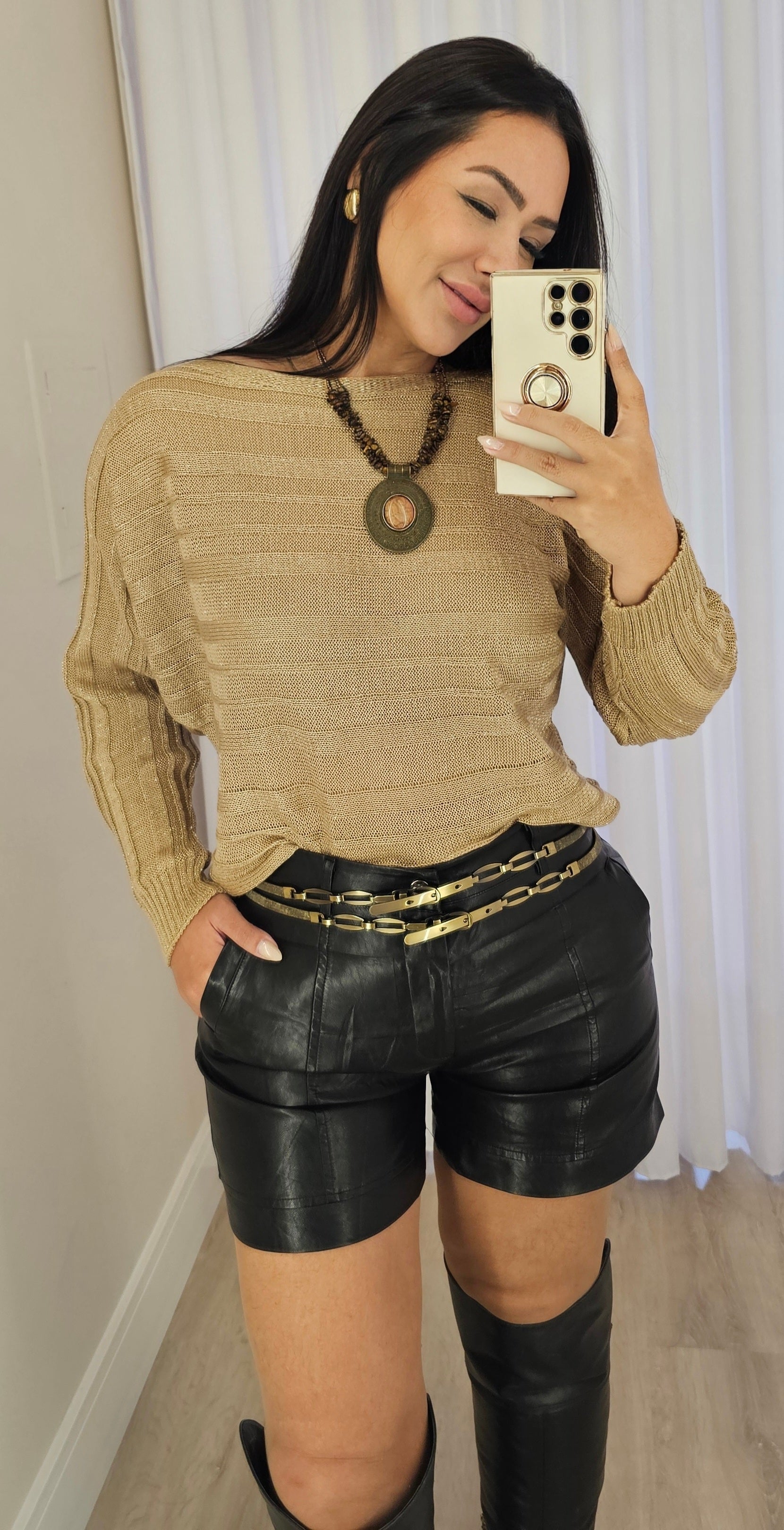 Blusa Feminina Tricot com Lurex – Tamanho Único, Caimento Soltinho e Elegante