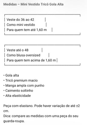 Vestido Tricô Gola Alta