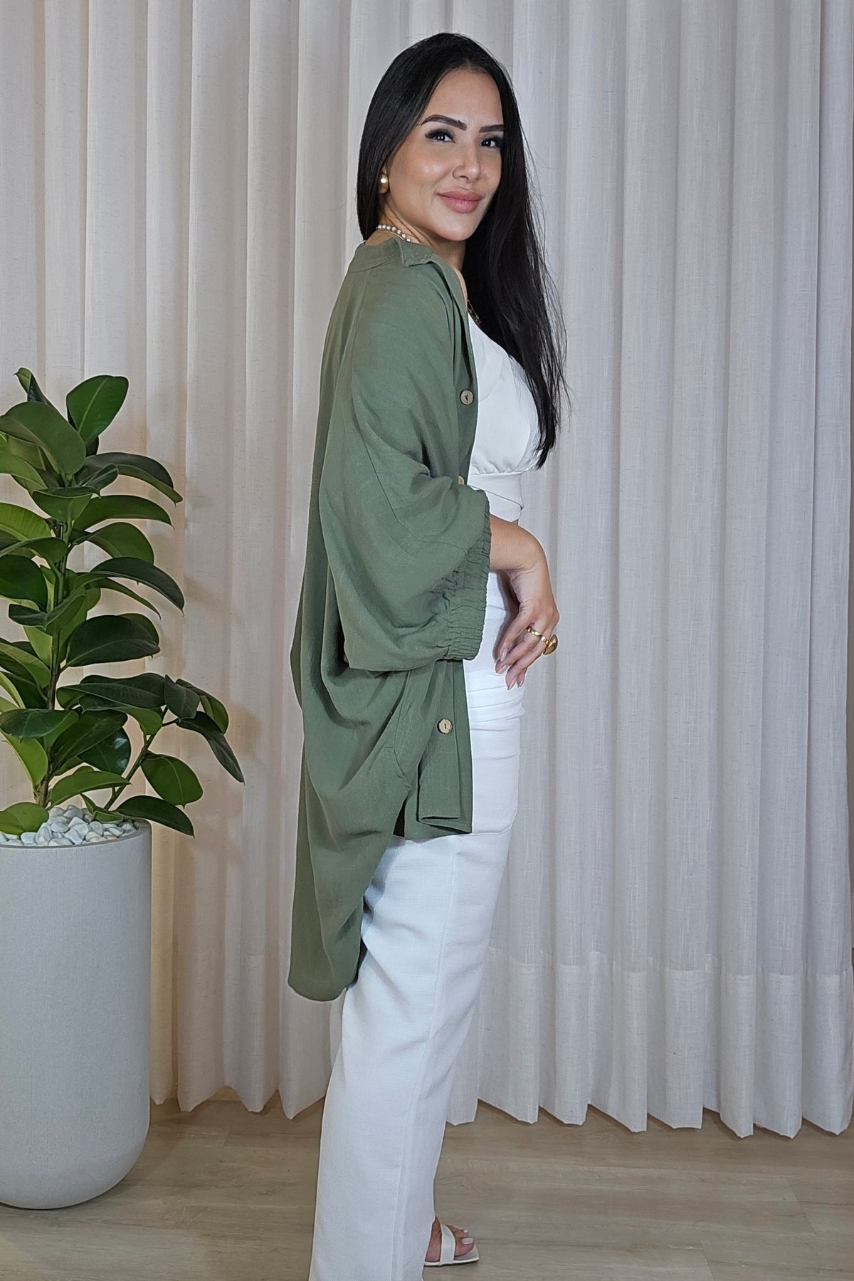 Camisa Mullet em viscose trabalhada luxo