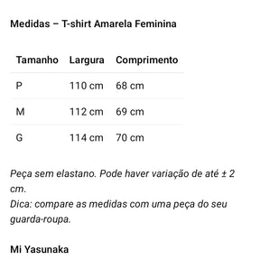 T-shirt Amarela Feminina 100% Algodão