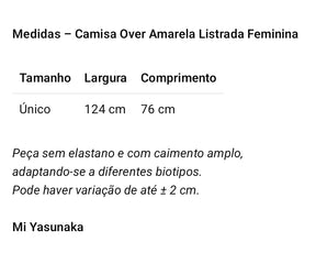 Camisa Over Amarela Listrada Feminina