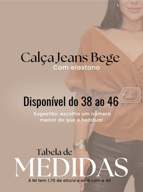 Calça jeans feminina em algodão premium – Bege