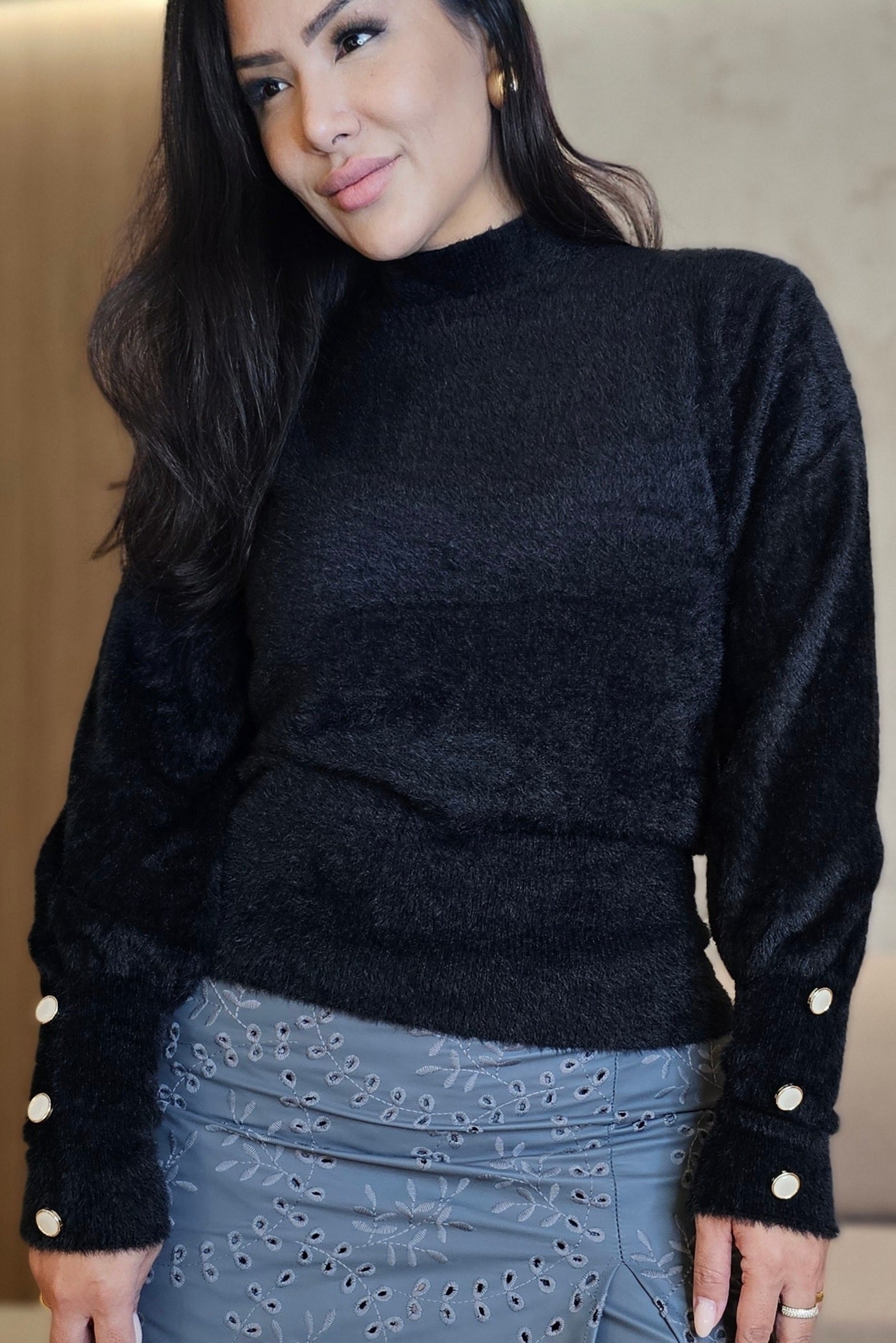 Blusa Helena em Tricot Peluciado premium - em cores
