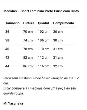 Short Preto Curto 100% Algodão Pamela