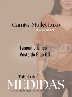Camisa Mullet feminina oversized preta em viscose premium
