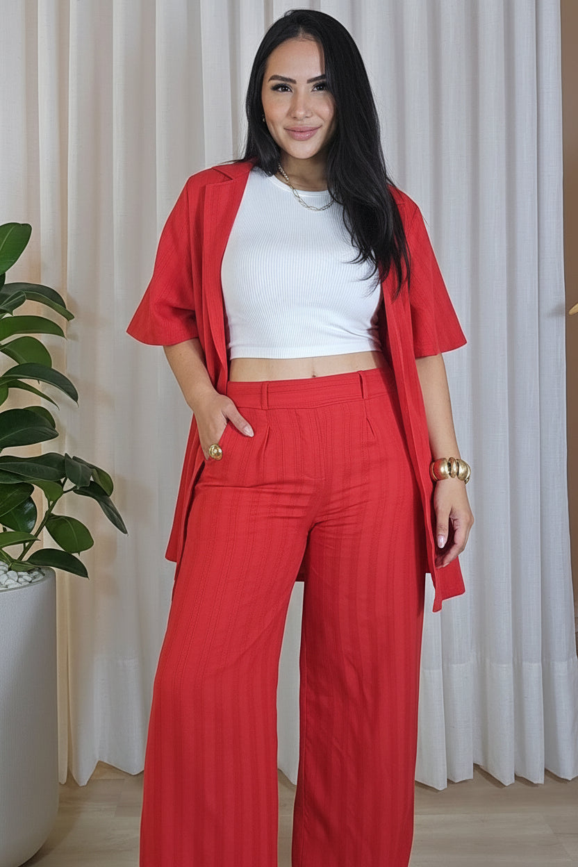 Trijunto de Kimono - Verde e Vermelho