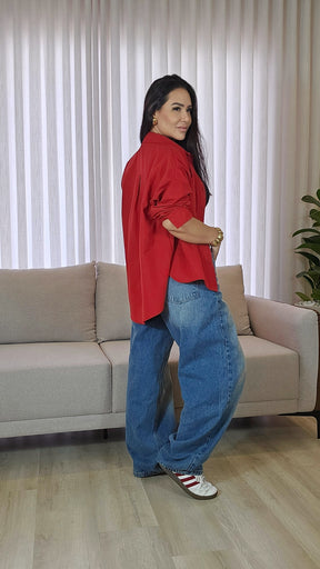 Camisa Feminina em Linho com algodão em 2 cores variadas