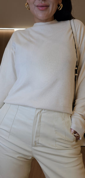 Calça Feminina em PU de Alta Qualidade Off White - Cintura alta com Bolsos Laterais - inspiração Zara