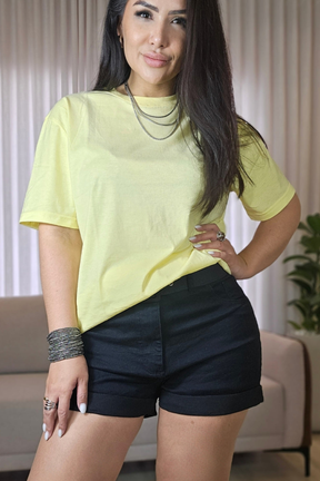 Short Feminino Preto Plus com Elastano