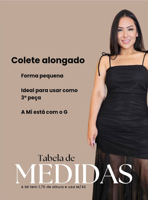 Colete Longo Alfaiataria Feminino com Botões Forrados – Caqui