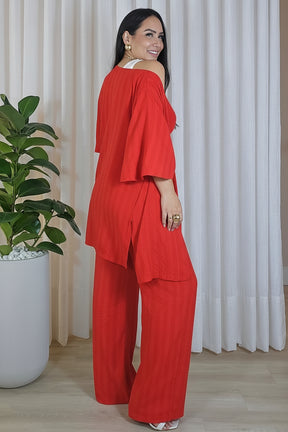 Trijunto de Kimono - Verde e Vermelho