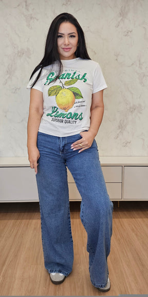 T-shirt Feminina com estampa moderna de limão – Casual, Leve e Estilosa